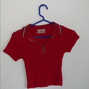 urban outfitters red zip tee